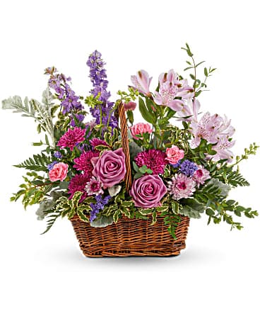 Teleflora's Lavender Meadow Basket Bouquet Basket Arrangement